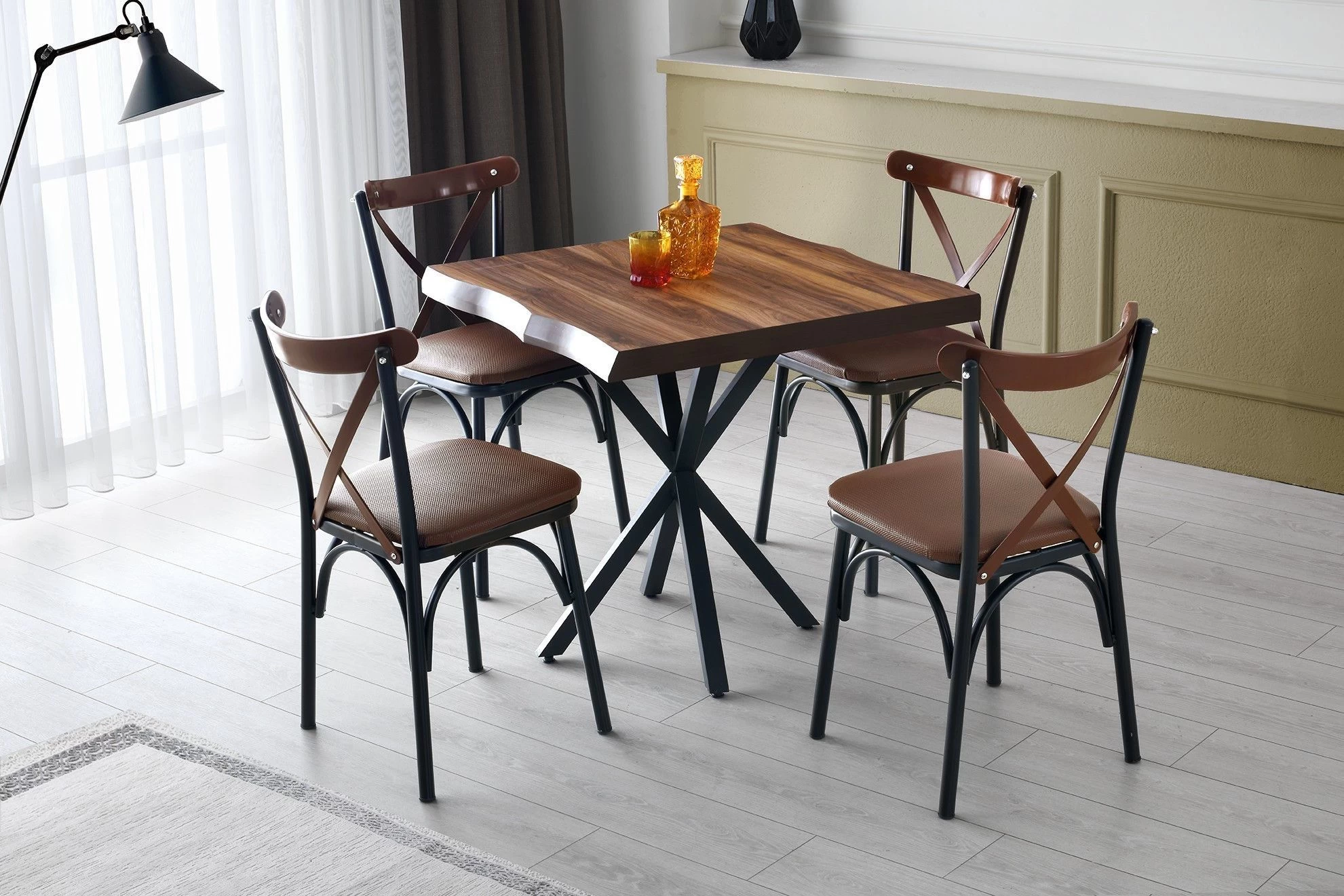 Stijlvolle Comfort Stoel Set (4) | Metalen Frame, PU Leren Zitting | Bruin 2 Stijlvolle Comfort Stoel Set (4) | Metalen Frame, PU Leren Zitting | Bruin - Afbeelding 2