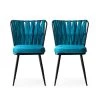 Vella Stoel Set - 2 Stuks | 100% Metalen Frame | Fluwelen Stof | Zwart Blauw