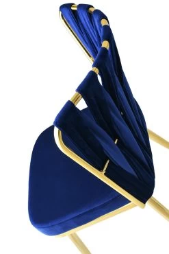 Stijlvolle En Comfortabele Stoelenset - 4 Stuks | Goud Marineblauw | 100% Metalen Frame | Zitting Van Fluweelstof | 175 Kg Draagvermogen -Collectie Woonkamermeubels 974NMB1182 20 205 da92
