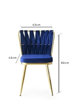 Stijlvolle En Comfortabele Stoelenset - 4 Stuks | Goud Marineblauw | 100% Metalen Frame | Zitting Van Fluweelstof | 175 Kg Draagvermogen -Collectie Woonkamermeubels 974NMB1182 20 207 319b