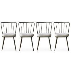 Kieran Stoel Set | Metalen Frame | Fluweel En Melamine | Mink