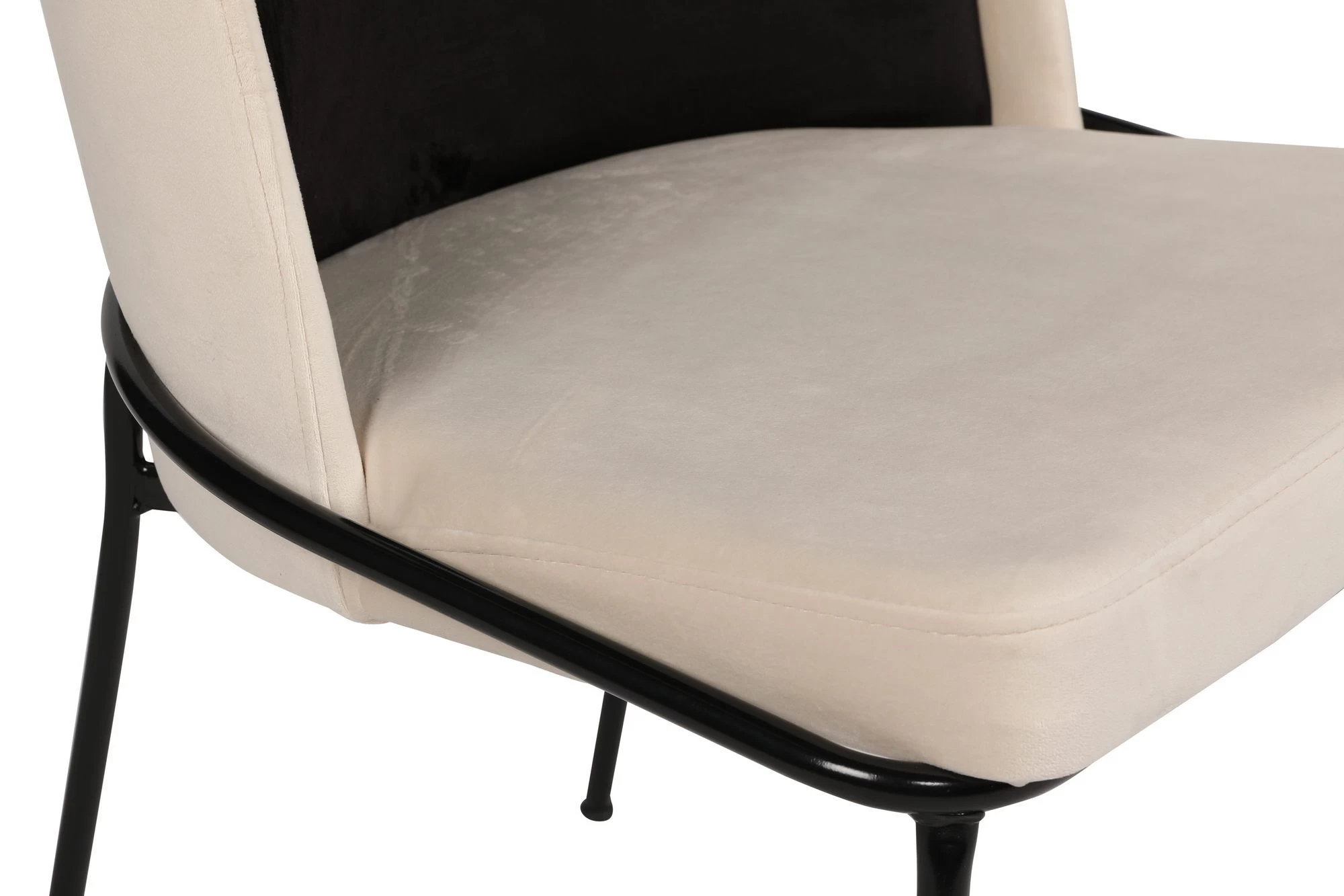 Vella Stoel Set | Metalen Frame | Fluwelen Stof | Zwart Crème 3 Vella Stoel Set | Metalen Frame | Fluwelen Stof | Zwart Crème - Afbeelding 3