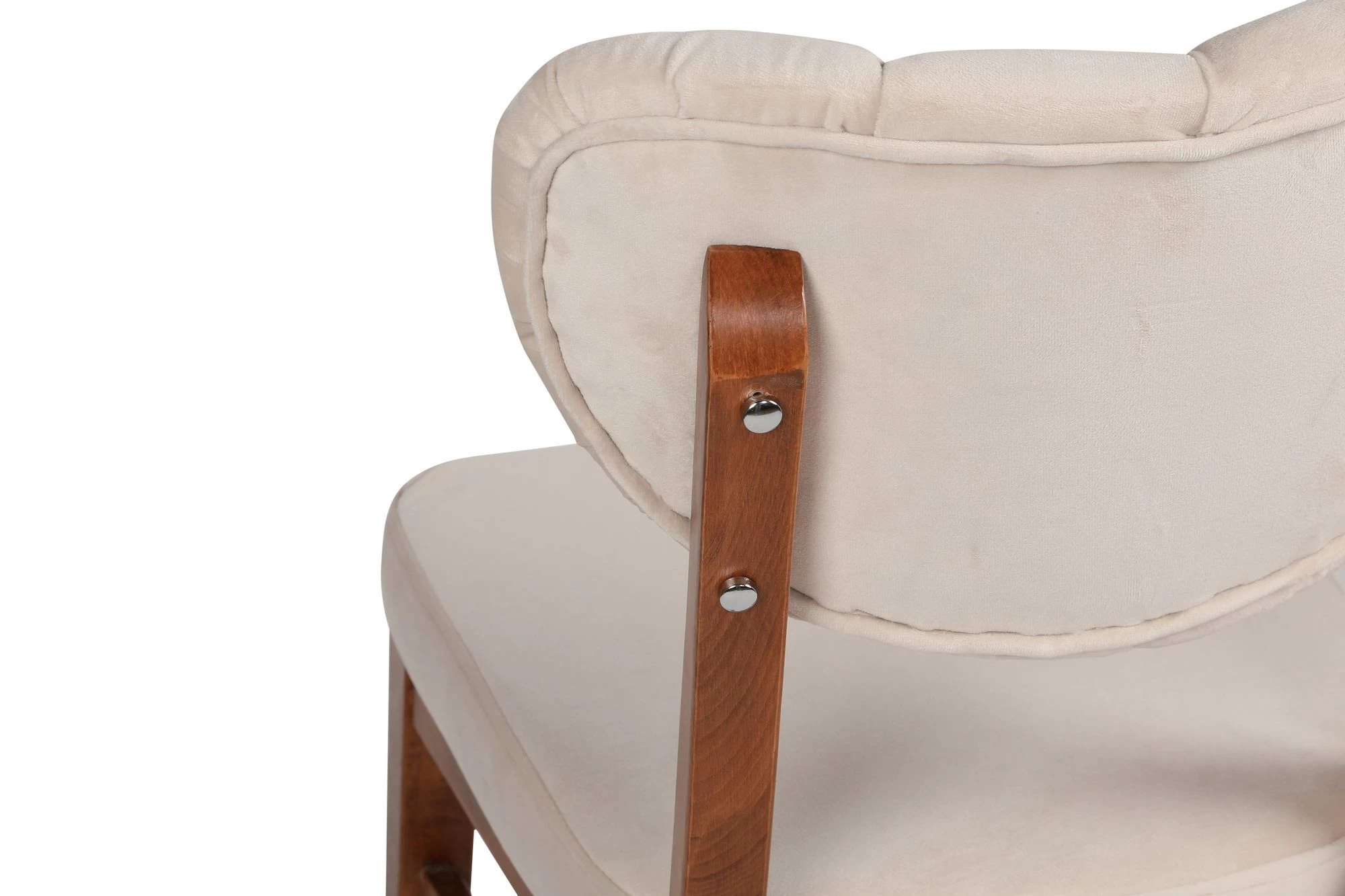 Vella Stoel Set (2 Stuks) | 100% Houten Frame | Fluwelen Stof | Walnoot Beige 5 Vella Stoel Set (2 Stuks) | 100% Houten Frame | Fluwelen Stof | Walnoot Beige - Afbeelding 5