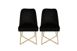 Vella Stoel-set-100% Metalen Frame, Zitting Fluweel/Faux Leer, Goud Zwart 17 Vella Stoel-set-100% Metalen Frame, Zitting Fluweel/Faux Leer, Goud Zwart -Collectie Woonkamermeubels 974NMB1202 20 202 1a5b