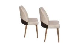 Vella Stoel Set: Metalen Frame, Fluwelen Zitting | Crème Walnoot -Collectie Woonkamermeubels 974NMB1205 20 203 32ee