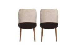 Vella Stoel Set: Metalen Frame, Fluwelen Zitting | Crème Walnoot -Collectie Woonkamermeubels 974NMB1205 20 204 4929