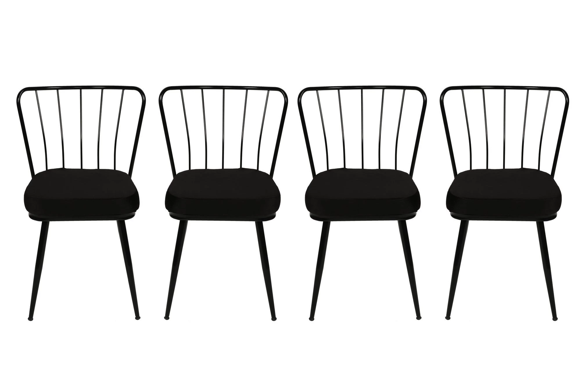 Kieran 4-delige Metalen Stoelenset | Fluwelen Stof En Metaal | Zwart 6 Kieran 4-delige Metalen Stoelenset | Fluwelen Stof En Metaal | Zwart - Afbeelding 6