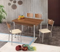 Vella Eettafel | Melamine Coating | Metalen Poten | Notelaar Zilver