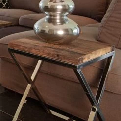 RICHMOND Bijzettafel Kensington 45x45cm - Bruin/zilver -Collectie Woonkamermeubels 9853 9851 VA 0001 1 712a