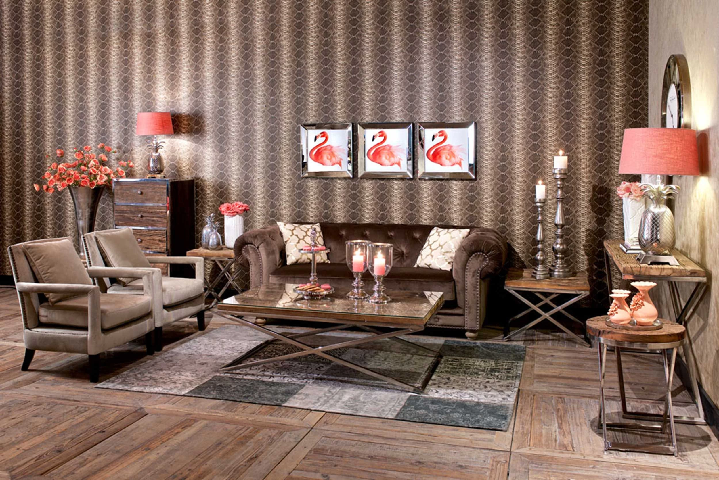 RICHMOND Bijzettafel Kensington 60x60cm - Bruin/zilver 2 RICHMOND Bijzettafel Kensington 60x60cm - Bruin/zilver - Afbeelding 2