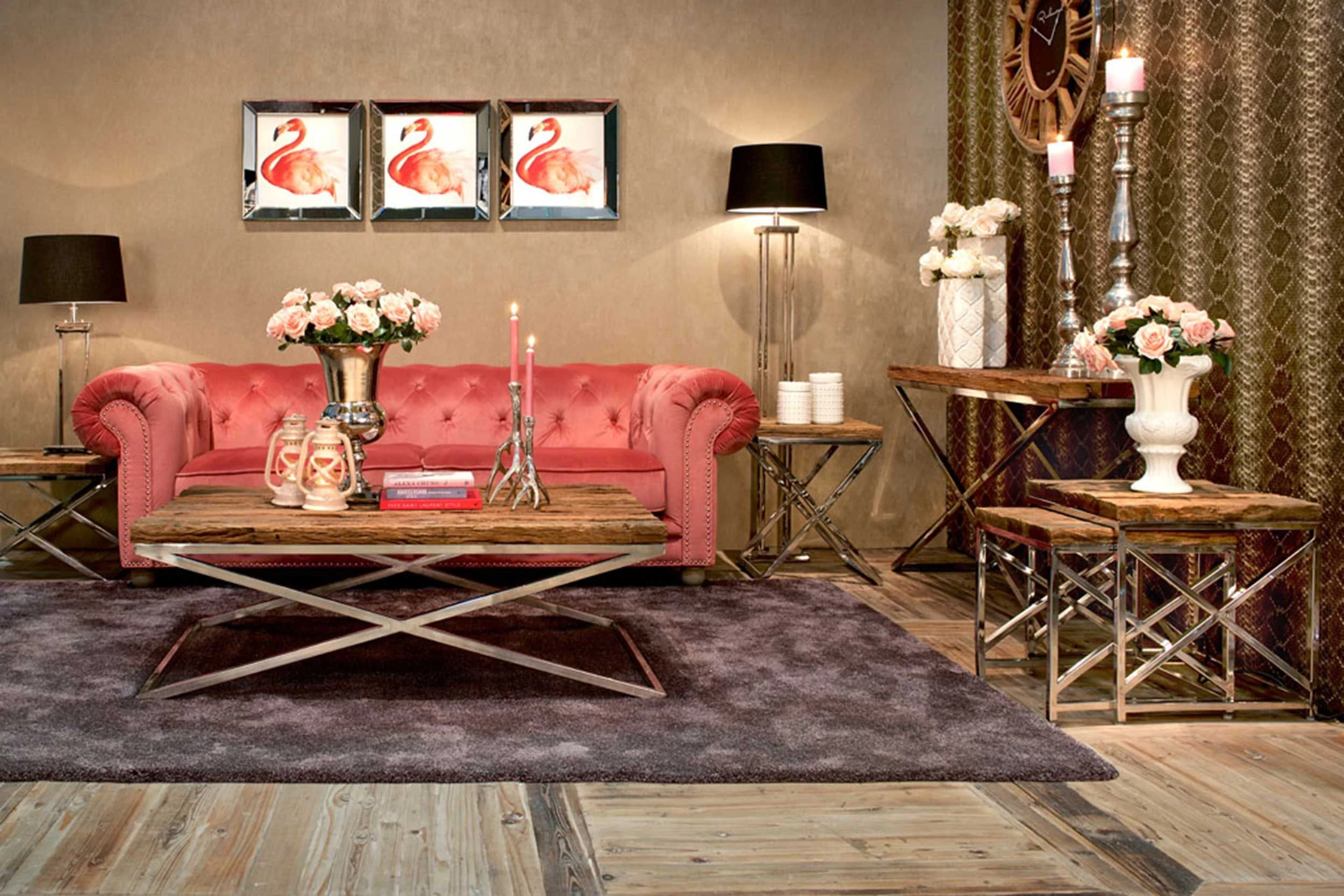 RICHMOND Bijzettafel Kensington 60x60cm - Bruin/zilver 4 RICHMOND Bijzettafel Kensington 60x60cm - Bruin/zilver - Afbeelding 4