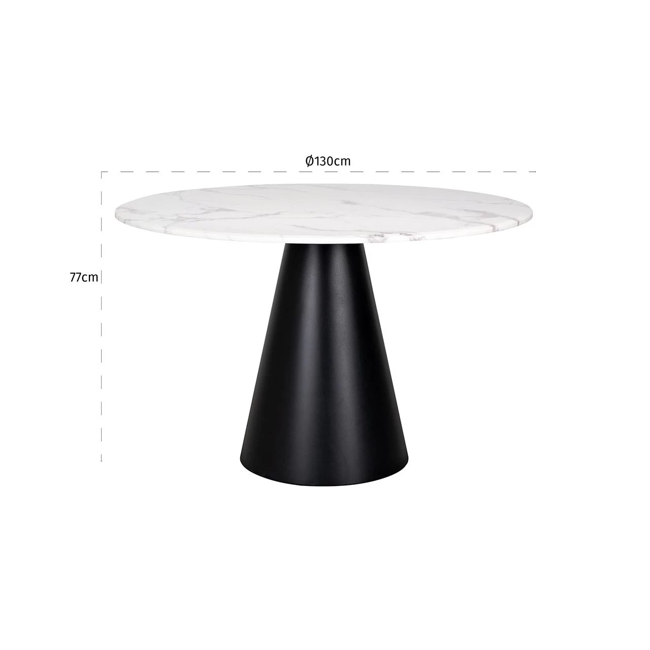 RICHMOND Eettafel Degas ø120cm - Wit/zwart 5 RICHMOND Eettafel Degas ø120cm - Wit/zwart - Afbeelding 5