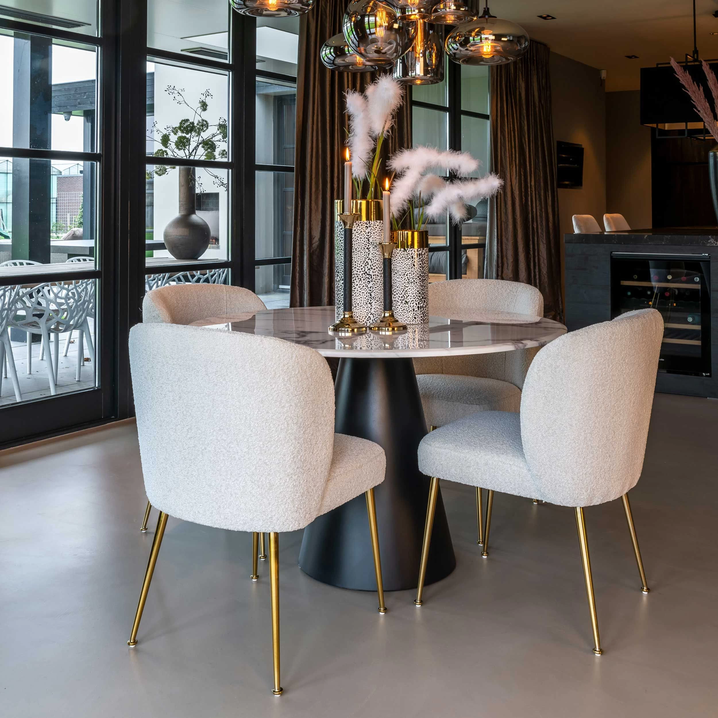 RICHMOND Eettafel Degas ø120cm - Wit/zwart 2 RICHMOND Eettafel Degas ø120cm - Wit/zwart - Afbeelding 2