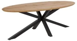 Wild Eiken Ovale Eettafel, Zwart Kruisvoet, 220x100cm -Collectie Woonkamermeubels A7C5B2F5 3968 4C6B 819F 374D56B960CC 39b5