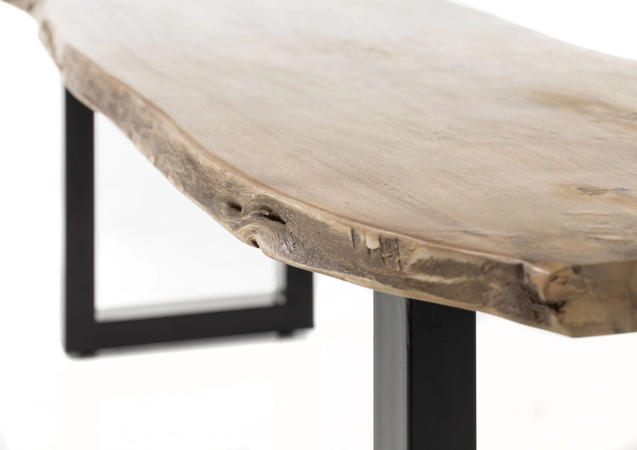 Eetkamerbank Indra 160cm Boomstam - Acacia/zwart 2 Eetkamerbank Indra 160cm Boomstam - Acacia/zwart - Afbeelding 2