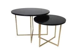 Salontafel Gatsby Set Van 2 Marmer En Metaal - Zwart/goud