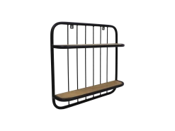 Wandrek Limerick 50cm, 2 Legplanken - Zwart/bruin -Collectie Woonkamermeubels AAO WR2 2 7179