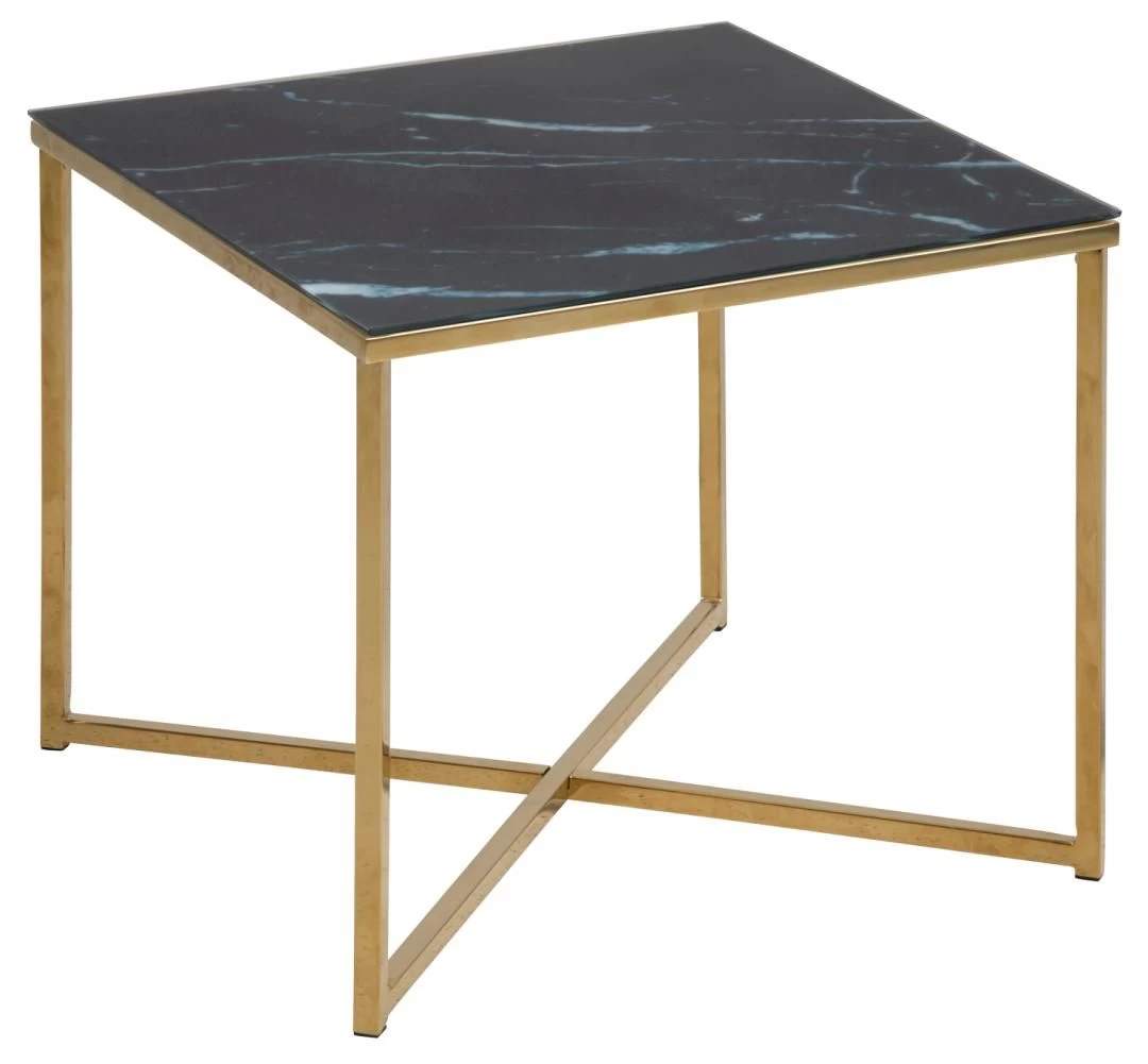 Bijzettafel Alisma 50x50 Cm - Goud/Marquina-marmer 9 Bijzettafel Alisma 50x50 Cm - Goud/Marquina-marmer - Afbeelding 9