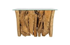 Sidetable Lourdes - Massief Teakhout Met Glazen Tafelblad -Collectie Woonkamermeubels AJ STR90 2 8ae7