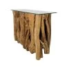 Sidetable Lourdes - Massief Teakhout Met Glazen Tafelblad