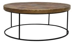 Salontafel Maher Rond ø80cm Visgraat - Zwart/teak -Collectie Woonkamermeubels AM CTR80M 3 62cd