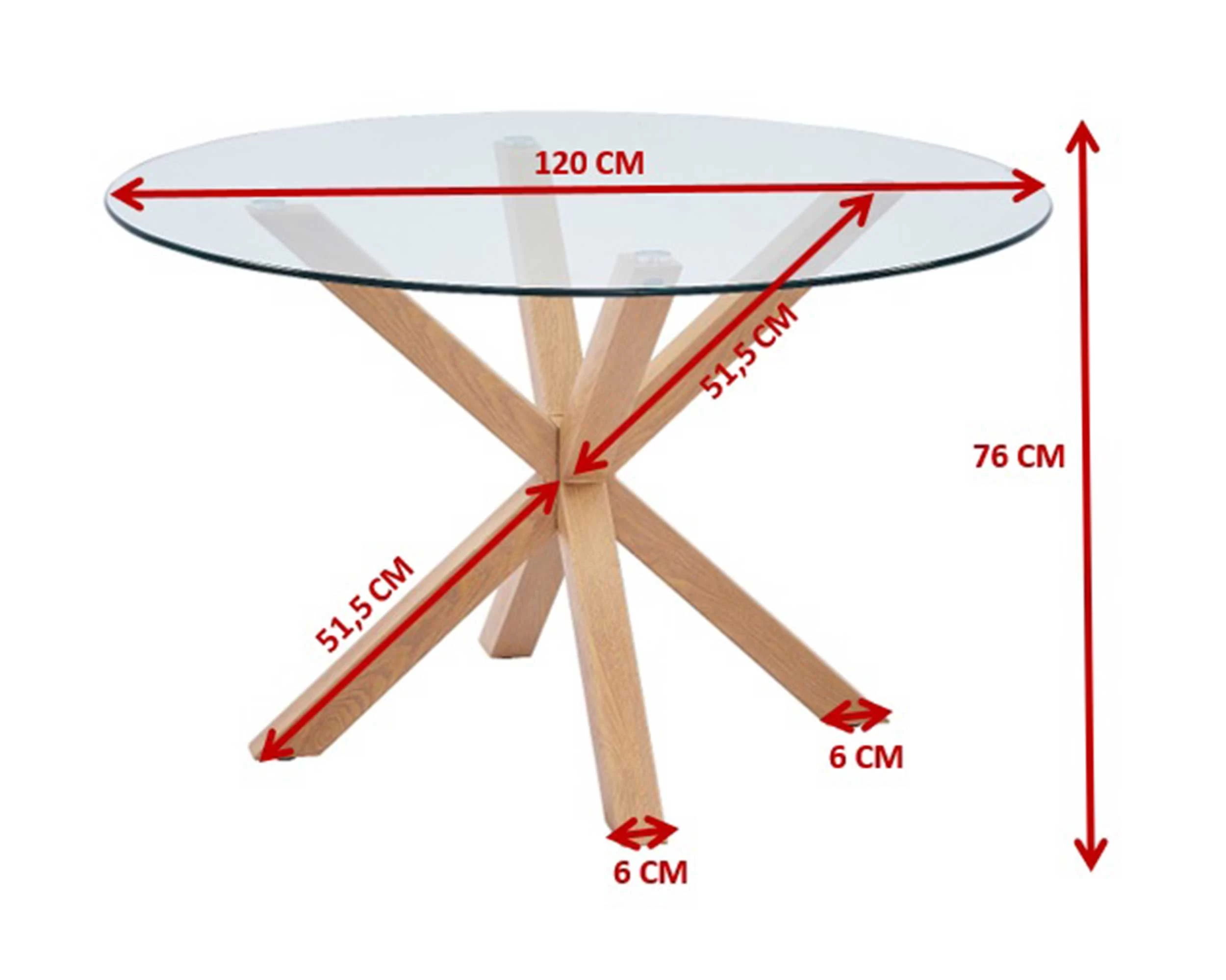 Eettafel Hasel ø120cm - Bruin/glas 2 Eettafel Hasel ø120cm - Bruin/glas - Afbeelding 2