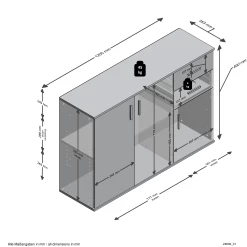 FMD Commode Albi 3 Deuren & 2 Laden - Beton/wit 9 FMD Commode Albi 3 Deuren & 2 Laden - Beton/wit -Collectie Woonkamermeubels Albi 2 68c3