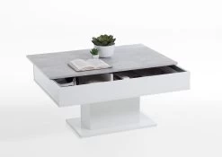 FMD Salontafel Lola 1 Lade - Beton/hoogglans Wit -Collectie Woonkamermeubels Avola 2 Beton LA Wei offen b5d0