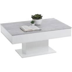 FMD Salontafel Lola 1 Lade - Beton/hoogglans Wit -Collectie Woonkamermeubels Avola 2 Beton Wei uitgesneden 0cb7