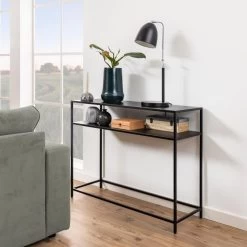 Sidetable Nebas 100cm 1 Legplank - Mat Zwart