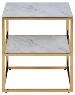 Bijzettafel Anika 45x40cm 1 Legplank - Wit Marmer/ Goud -Collectie Woonkamermeubels BB927BEA E1B0 44BA 9714 D36567433014 ef2c