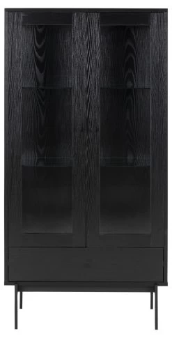 Vitrinekast Angus 152 Cm Met 2 Deuren En 1 Lade - Zwart -Collectie Woonkamermeubels BCBF05B3 B0A3 496D 9303 D87C42230621 5443