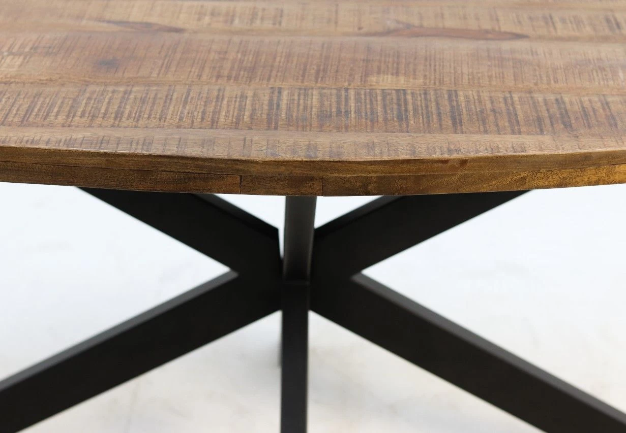 Eettafel Geraldton Ovaal 220x100cm Mangohout - Naturel/zwart 2 Eettafel Geraldton Ovaal 220x100cm Mangohout - Naturel/zwart - Afbeelding 2