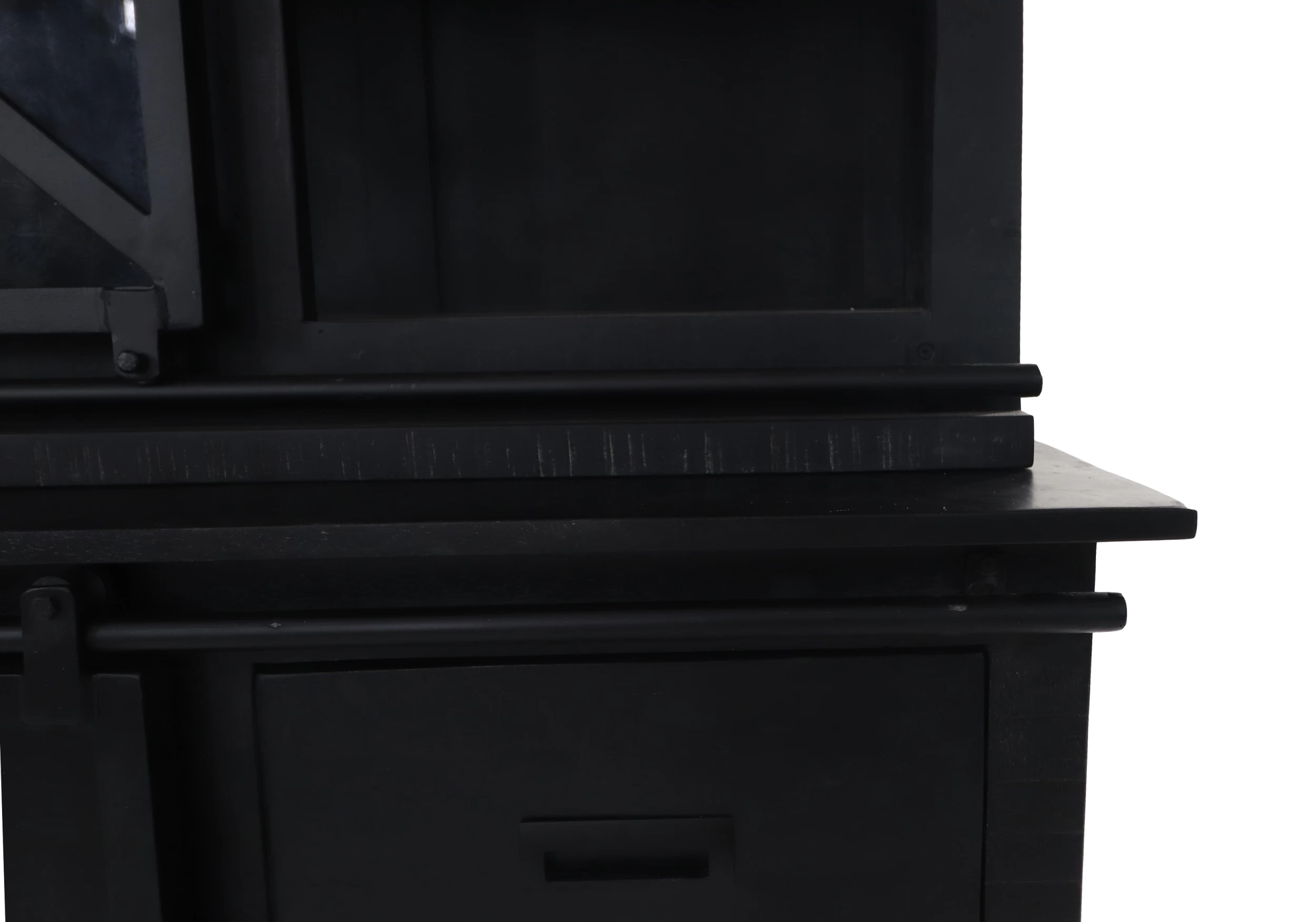 Vitrinekast Melbourne 95x45x195cm 3 Deuren & 3 Lades Mangohout - Zwart 2 Vitrinekast Melbourne 95x45x195cm 3 Deuren & 3 Lades Mangohout - Zwart - Afbeelding 2