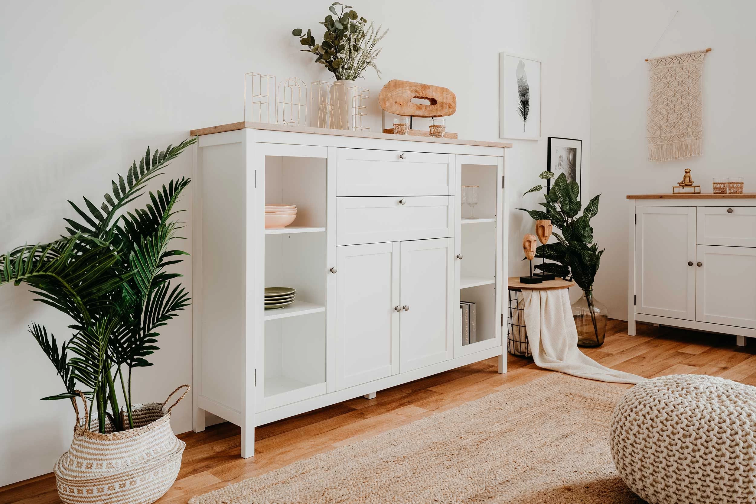 Buffetkast Berge 4 Deuren & 2 Lades - Wit/eik 10 Buffetkast Berge 4 Deuren & 2 Lades - Wit/eik - Afbeelding 10