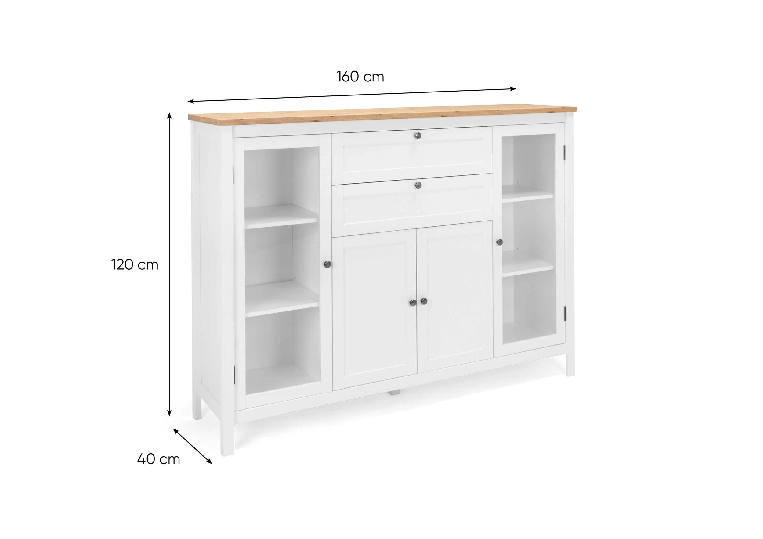 Buffetkast Berge 4 Deuren & 2 Lades - Wit/eik 3 Buffetkast Berge 4 Deuren & 2 Lades - Wit/eik - Afbeelding 3