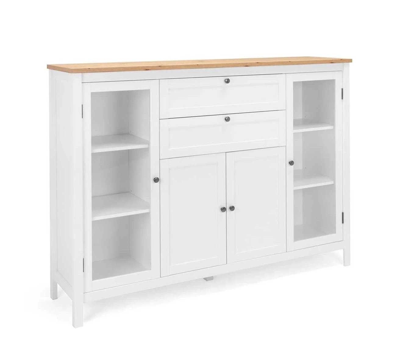 Buffetkast Berge 4 Deuren & 2 Lades - Wit/eik 9 Buffetkast Berge 4 Deuren & 2 Lades - Wit/eik - Afbeelding 9