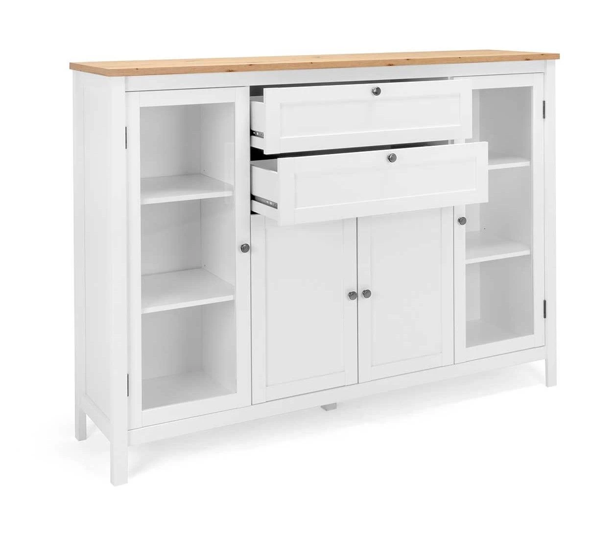 Buffetkast Berge 4 Deuren & 2 Lades - Wit/eik 7 Buffetkast Berge 4 Deuren & 2 Lades - Wit/eik - Afbeelding 7