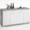 FMD Dressoir Cristal 160x90x50 - Beton/wit