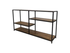 Bijzettafel Junction 150x35cm 3 Legplanken - Zwart/bruin