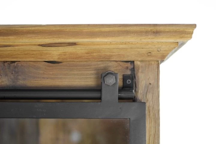 Vitrinekast Blackburn 220cm 2 Deuren & 6 Lades - Teak 2 Vitrinekast Blackburn 220cm 2 Deuren & 6 Lades - Teak - Afbeelding 2