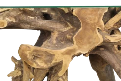 Bijzettafeltje Root 120x40 Cm - Teak Wortelhout Met Glazen Blad -Collectie Woonkamermeubels CTRT 2 8c49