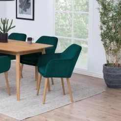 Armstoel Hermeline - Groen/eik