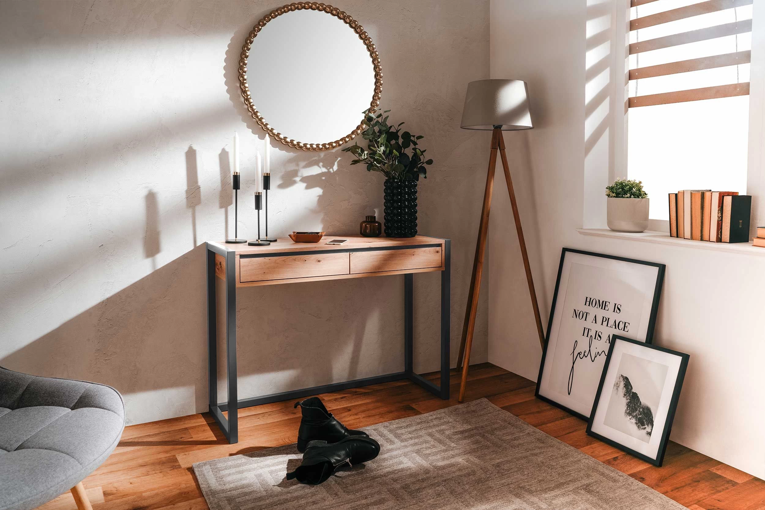 Sidetable Damon 100cm 2 Lades - Eik/antraciet 11 Sidetable Damon 100cm 2 Lades - Eik/antraciet - Afbeelding 11