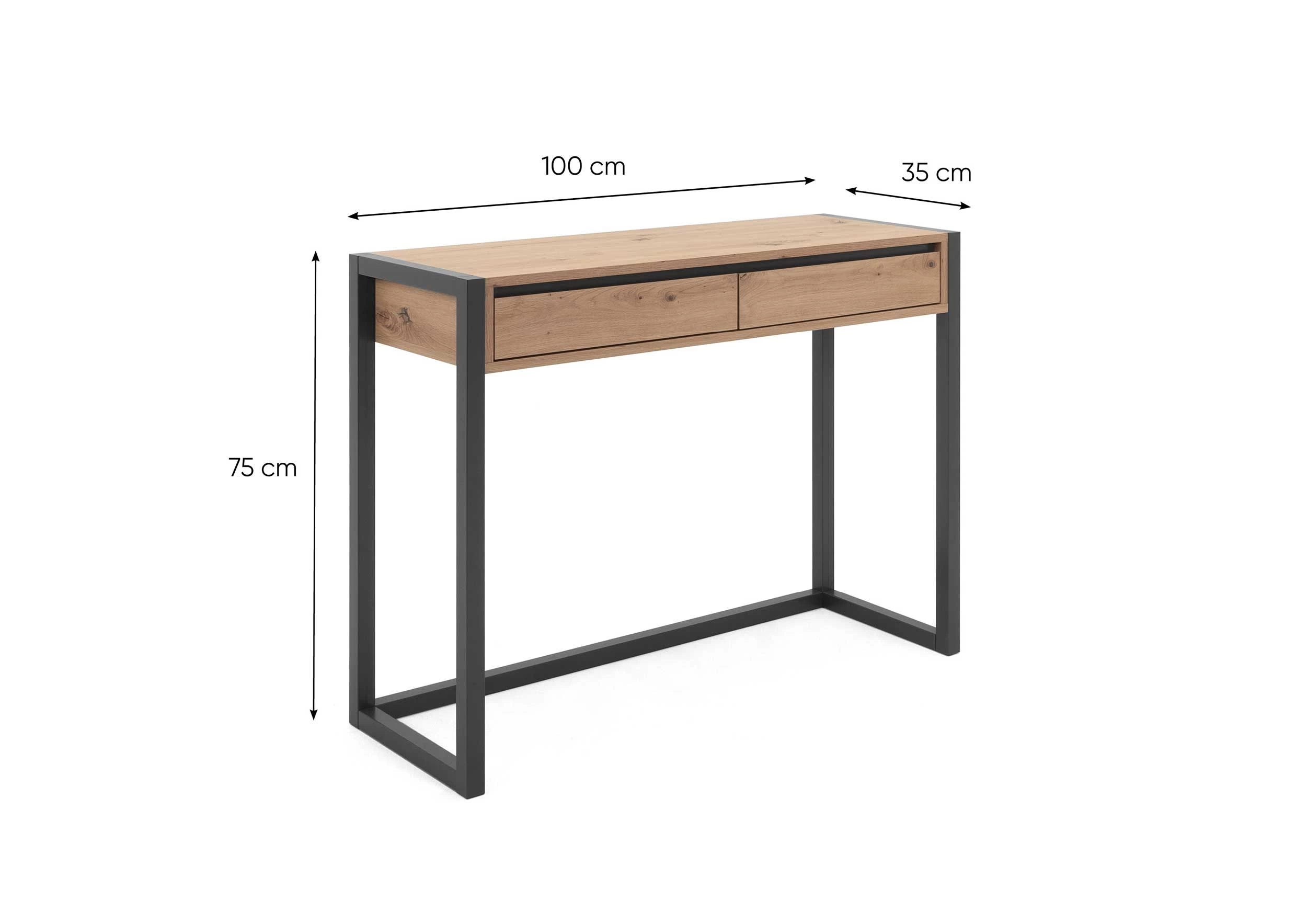 Sidetable Damon 100cm 2 Lades - Eik/antraciet 2 Sidetable Damon 100cm 2 Lades - Eik/antraciet - Afbeelding 2