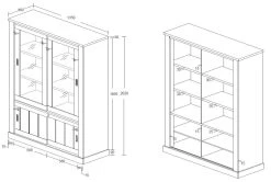 Vitrinekast Eddy Met Schuifdeuren - Grijze Eik -Collectie Woonkamermeubels Eddy glaskast ad3b