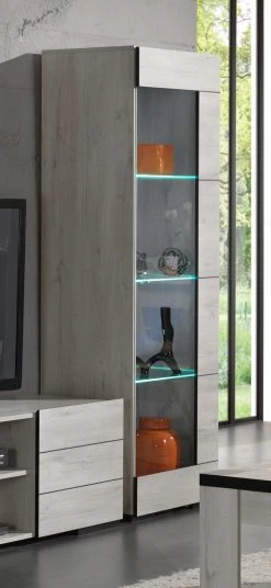 Vitrinekast Elba 1 Deur -Collectie Woonkamermeubels Elba kolomkast rechts LR bad0