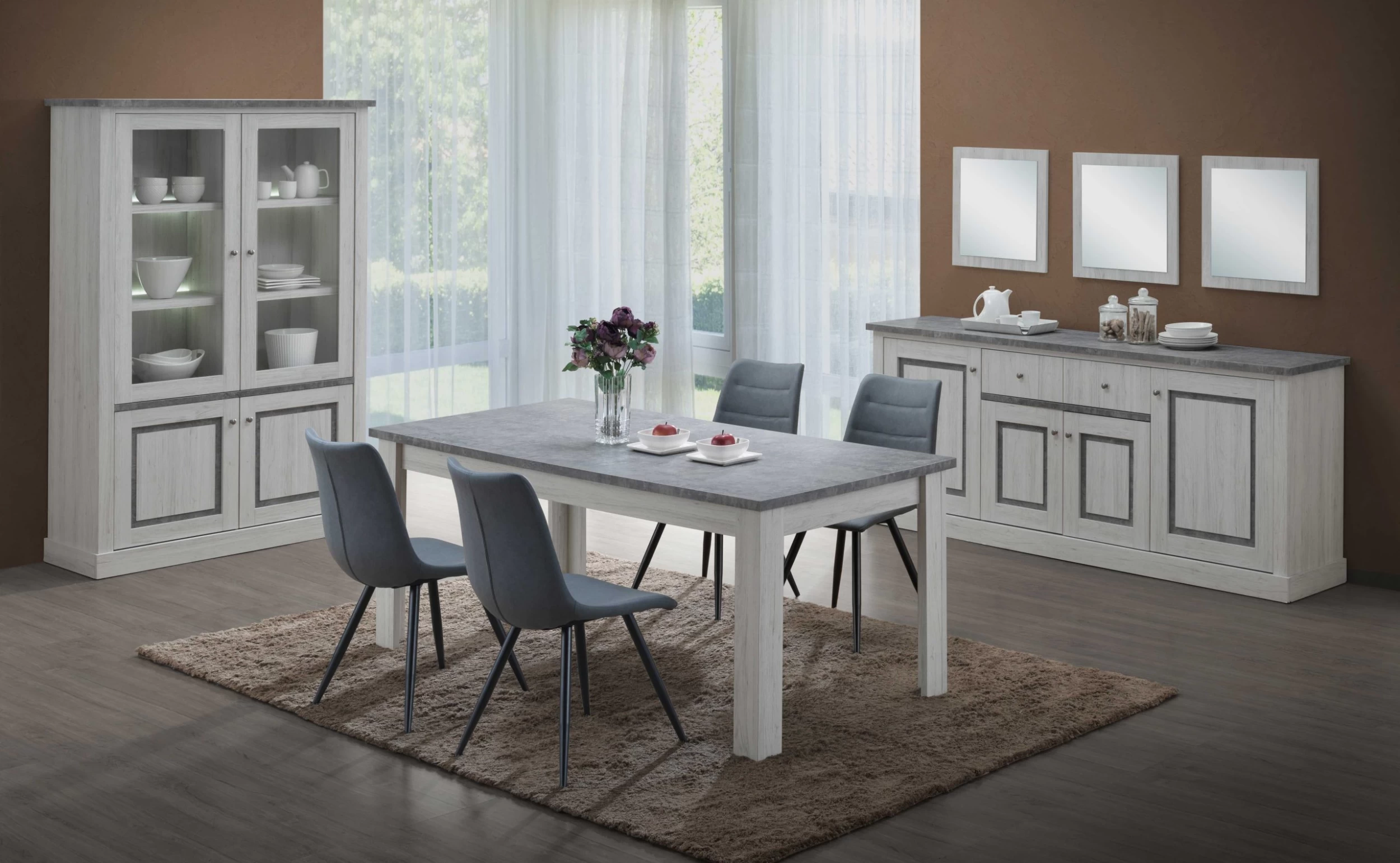 Dressoir Hannelore 220cm 4 Deuren 1 Lade - Eik/betonlook 2 Dressoir Hannelore 220cm 4 Deuren 1 Lade - Eik/betonlook - Afbeelding 2