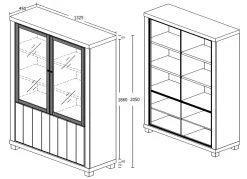 Vitrinekast Elke Met Ledverlichting - Eik -Collectie Woonkamermeubels Eureka glaskast fc28