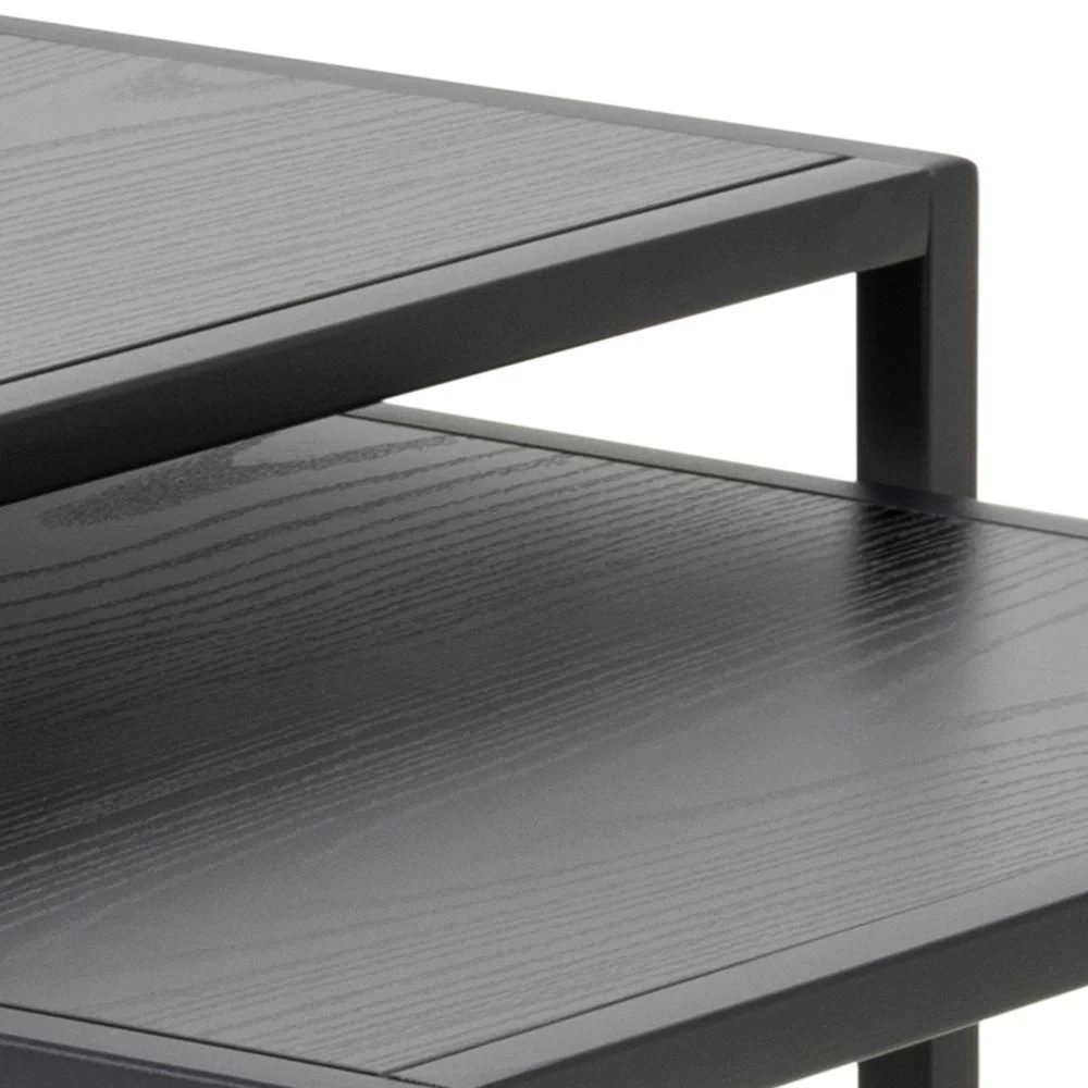 Set Van 2 Bijzettafeltjes Seaford - Zwart 2 Set Van 2 Bijzettafeltjes Seaford - Zwart - Afbeelding 2